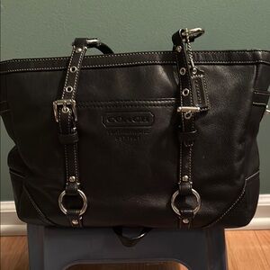 Coach Black Leather Tote Bag